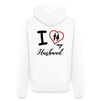 I love my husband - Unisex Premium Organic Zip Hoodie - white - Back - Thijin (182cm)