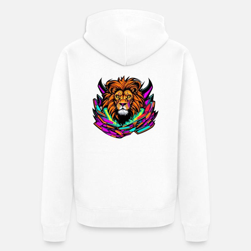 Cœur et âme d’un lion - Veste à capuche bio Premium Unisexe - blanc