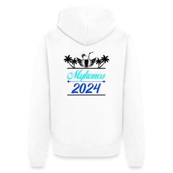Mykonos 2024 - Veste à capuche bio Premium Unisexe - blanc - Dos - Thijin (182cm)