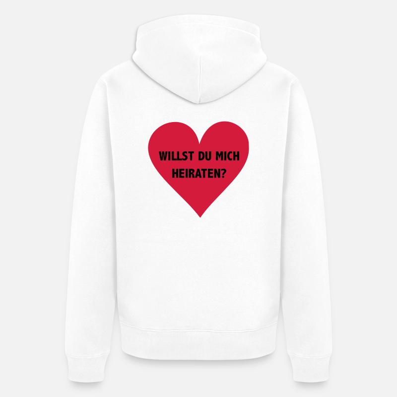 willst du mich heiraten? - Unisex Premium Bio Zip Hoodie - Weiß