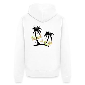 Urlaub auf Keta Ketamin und Drogen - Unisex Premium Bio Zip Hoodie - Weiß - Hinten - Thijin (182cm)