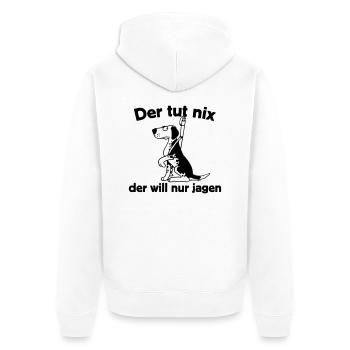 Tut nix - jagen - Unisex Premium Bio Zip Hoodie - Weiß - Hinten - Thijin (182cm)