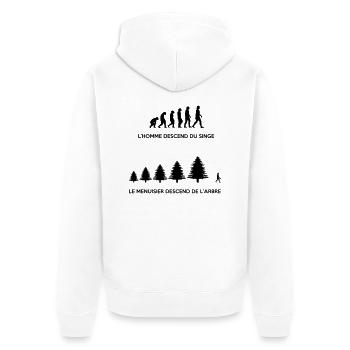 Evolution du menuisier - Veste à capuche bio Premium Unisexe - blanc - Dos - Thijin (182cm)