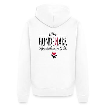 Hunde-Narr - Unisex Premium Bio Zip Hoodie - Weiß - Hinten - Thijin (182cm)
