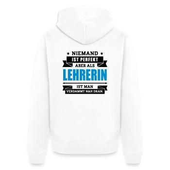 Funshirt Lehrerin - Unisex Premium Bio Zip Hoodie - Weiß - Hinten - Thijin (182cm)