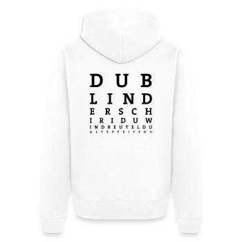 Schiri-Sehtest - Unisex Premium Bio Zip Hoodie - Weiß - Hinten - Thijin (182cm)