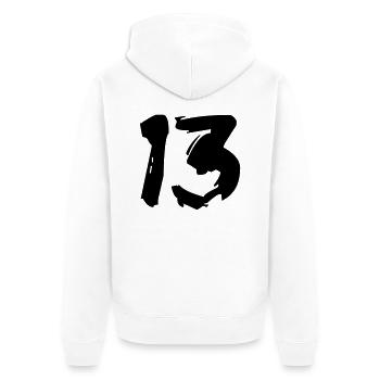 Brushed 13 - Unisex Premium Bio Zip Hoodie - Weiß - Hinten - Thijin (182cm)