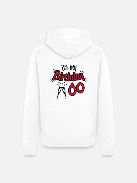 birthday_60 - Unisex Premium Organic Zip Hoodie - white