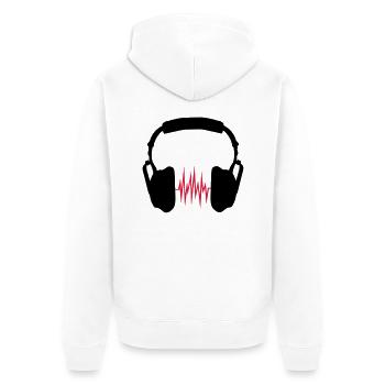 headphones - Unisex Premium Organic Zip Hoodie - white - Back - Thijin (182cm)