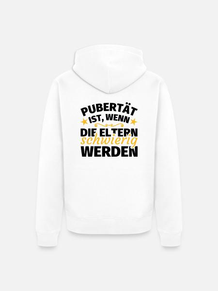 Pubertät lustige Sprüche - Unisex Premium Bio Zip Hoodie - Weiß