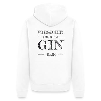 gin - Unisex Premium Bio Zip Hoodie - Weiß - Hinten - Thijin (182cm)