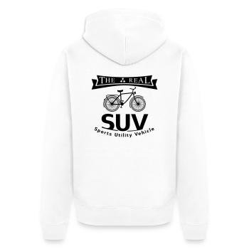 The real SUV is a bike - Unisex Premium Bio Zip Hoodie - Weiß - Hinten - Thijin (182cm)