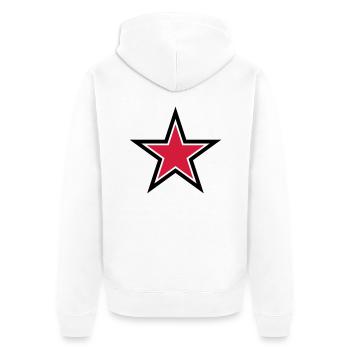 étoile rouge vif avec de fortes contour noir - Veste à capuche bio Premium Unisexe - blanc - Dos - Thijin (182cm)
