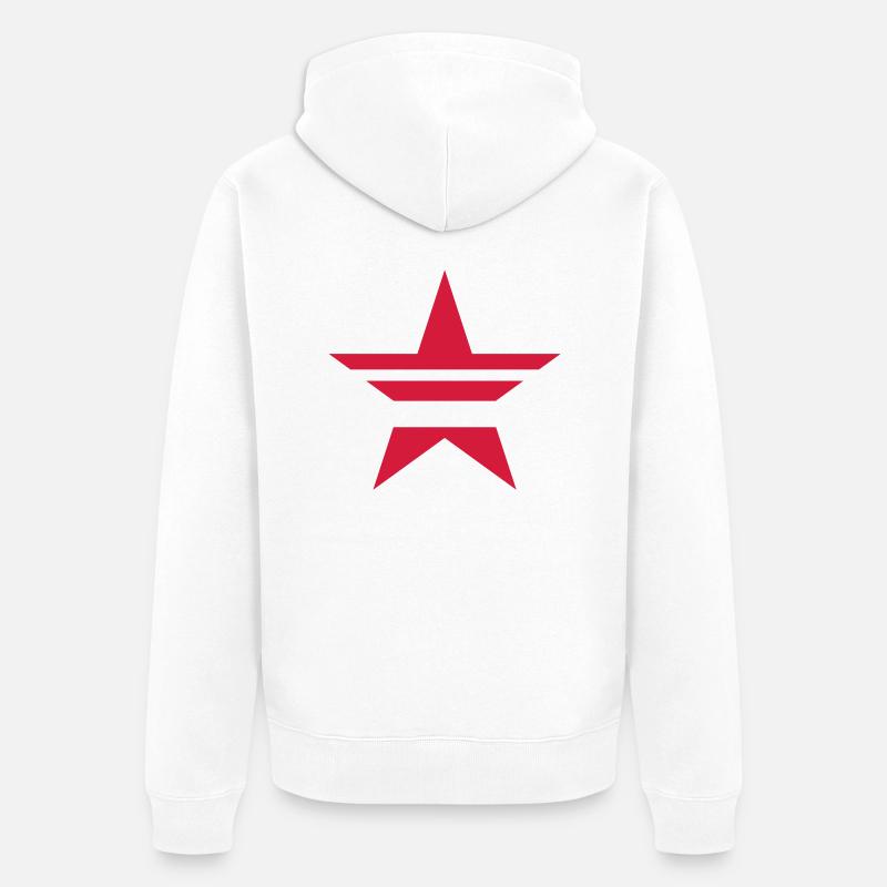 SHARP découpe rouge STAR - Veste à capuche bio Premium Unisexe - blanc