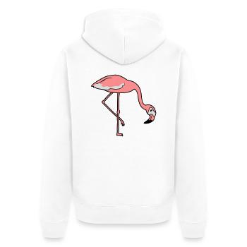 essen trinken beugen unten flamingo clipart comic - Unisex Premium Bio Zip Hoodie - Weiß - Hinten - Thijin (182cm)
