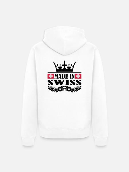 made_in_swiss_3 - Unisex Premium Organic Zip Hoodie - white