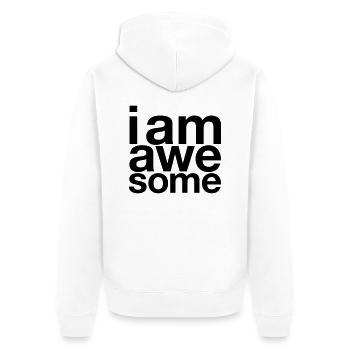 I AM Awesome - Unisex Premium Bio Zip Hoodie - Weiß - Hinten - Thijin (182cm)