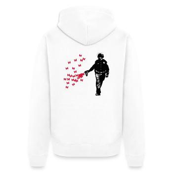 Police - Street Art Pepper Spray Cop papillon - Veste à capuche bio Premium Unisexe - blanc - Dos - Thijin (182cm)