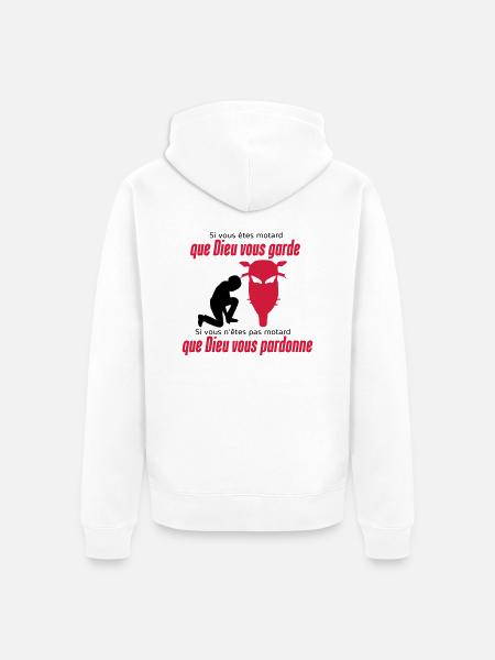 Que Dieu vous pardonne - Veste à capuche bio Premium Unisexe - blanc
