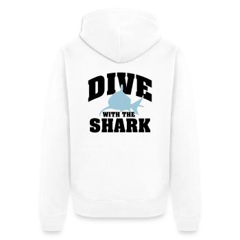 Tauchen: Dive with the shark - Unisex Premium Bio Zip Hoodie - Weiß - Hinten - Thijin (182cm)
