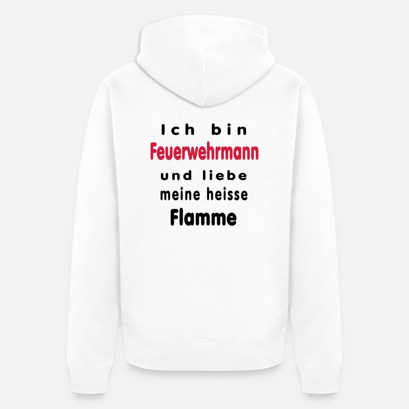 Ich bin Feuerwehrmann... - Unisex Premium Bio Zip Hoodie - Weiß