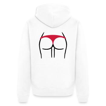 Ass - Unisex Premium Organic Zip Hoodie - white - Back - Thijin (182cm)