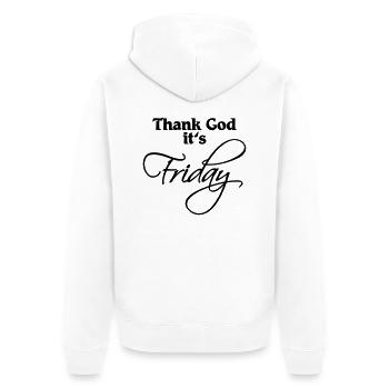 Thank God it's Friday - Unisex Premium Bio Zip Hoodie - Weiß - Hinten - Thijin (182cm)