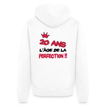 20 ans l'âge de la perfection - Unisex Premium Organic Zip Hoodie - white - Back - Thijin (182cm)