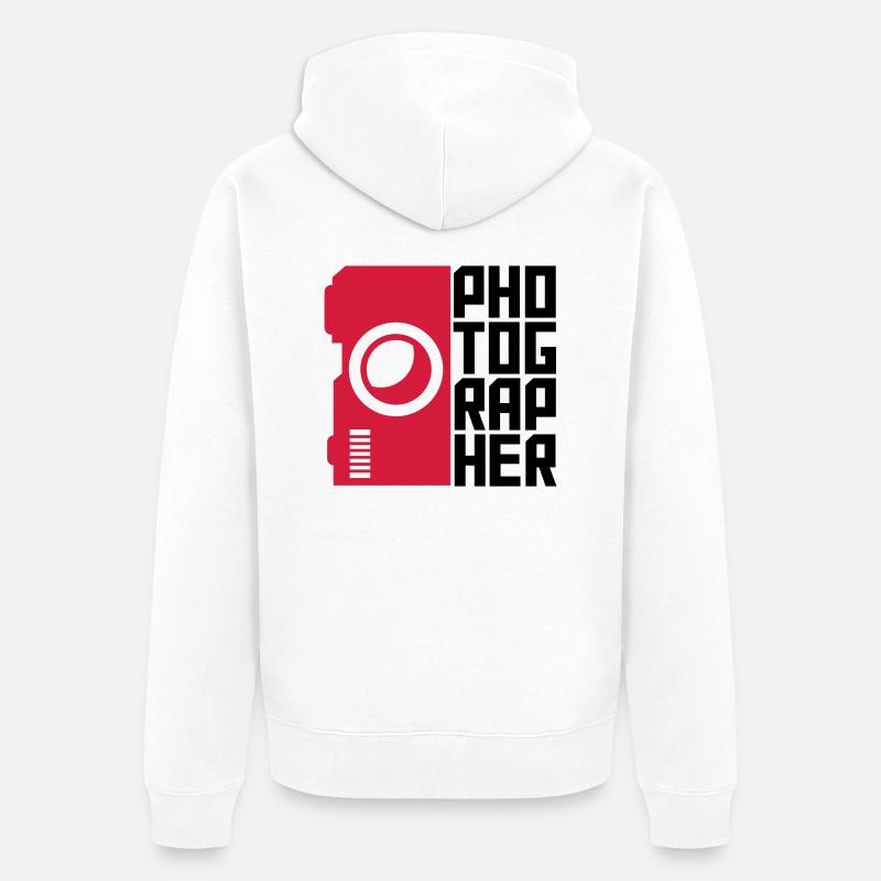 Photographe caméra de conception - Veste à capuche bio Premium Unisexe - blanc