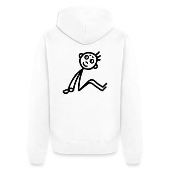 Männchen sitzend - Unisex Premium Bio Zip Hoodie - Weiß - Hinten - Thijin (182cm)