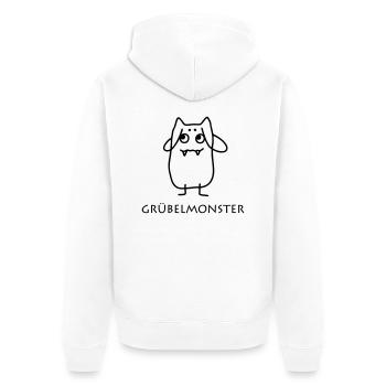 Grübelmonster - Unisex Premium Bio Zip Hoodie - Weiß - Hinten - Thijin (182cm)