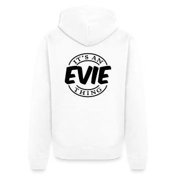 evie its an name thing cool stamp logo - Unisex Premium Organic Zip Hoodie - white - Back - Thijin (182cm)