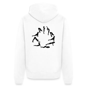 Yoga - Unisex Premium Bio Zip Hoodie - Weiß - Hinten - Thijin (182cm)