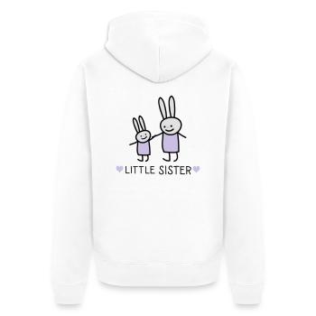 little Sster /rabbits) - Unisex Premium Organic Zip Hoodie - white - Back - Thijin (182cm)