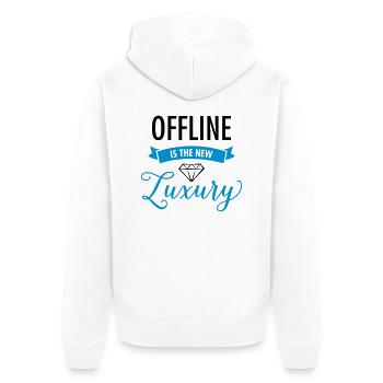 Offline Is The New Luxury - Unisex Premium Bio Zip Hoodie - Weiß - Hinten - Thijin (182cm)