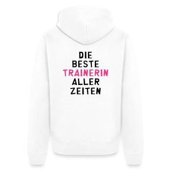 Trainer Trainerin Coach Coaching Coachin Sport - Unisex Premium Bio Zip Hoodie - Weiß - Hinten - Thijin (182cm)