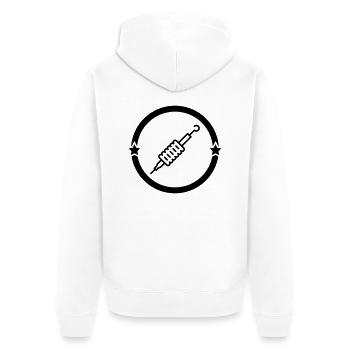 Tätowierer / Zeichnung / Tattoo / Tattooist - Unisex Premium Bio Zip Hoodie - Weiß - Hinten - Thijin (182cm)
