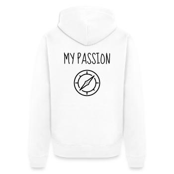Geocaching / Geocacher / Compass / GPS - Unisex Premium Organic Zip Hoodie - white - Back - Thijin (182cm)