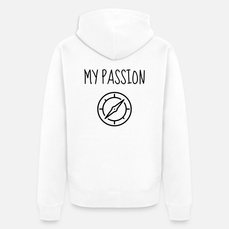 Geocaching / Geocacher / Kompass / Wald - Unisex Premium Bio Zip Hoodie - Weiß