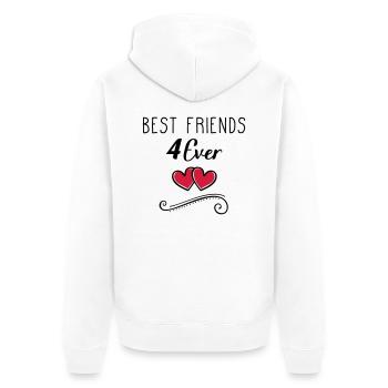 best friends 4 ever - Unisex Premium Bio Zip Hoodie - Weiß - Hinten - Thijin (182cm)
