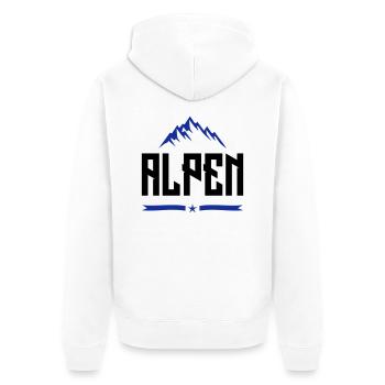 alpen design - Unisex Premium Bio Zip Hoodie - Weiß - Hinten - Thijin (182cm)