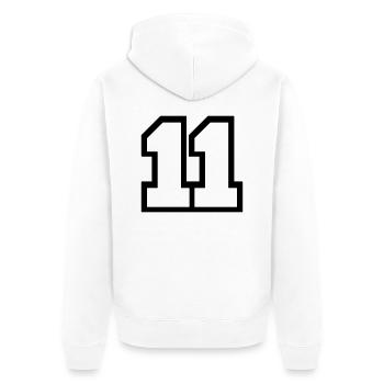 11 - Unisex Premium Bio Zip Hoodie - Weiß - Hinten - Thijin (182cm)