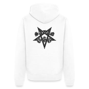 SATAN 666 PENTAGRAM - Unisex Premium Bio Zip Hoodie - Weiß - Hinten - Thijin (182cm)
