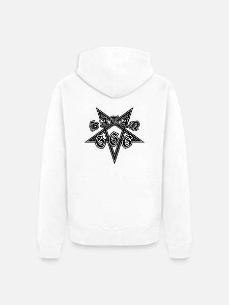 SATAN 666 PENTAGRAM - Unisex Premium Bio Zip Hoodie - Weiß