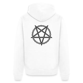 Pentagram - Unisex Premium Bio Zip Hoodie - Weiß - Hinten - Thijin (182cm)