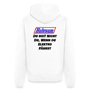 Hubraum Statt Wohnraum - Unisex Premium Bio Zip Hoodie - Weiß - Hinten - Thijin (182cm)