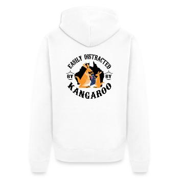 Leicht abgelenkt von Känguru - Unisex Premium Bio Zip Hoodie - Weiß - Hinten - Thijin (182cm)