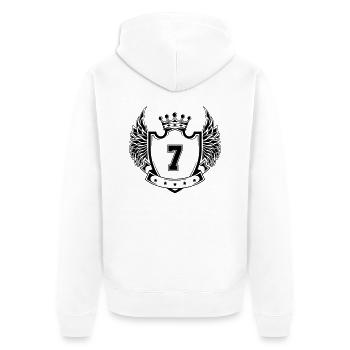 Wappen 7 - Unisex Premium Bio Zip Hoodie - Weiß - Hinten - Thijin (182cm)