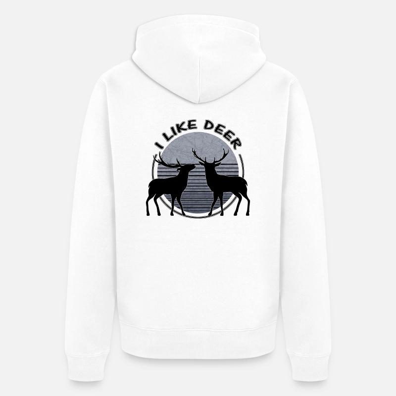 Hirsch - Unisex Premium Bio Zip Hoodie - Weiß