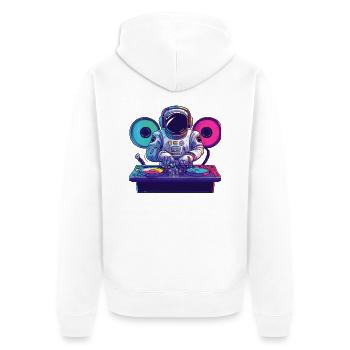Astronaut DJ Geschenkidee - Unisex Premium Bio Zip Hoodie - Weiß - Hinten - Thijin (182cm)